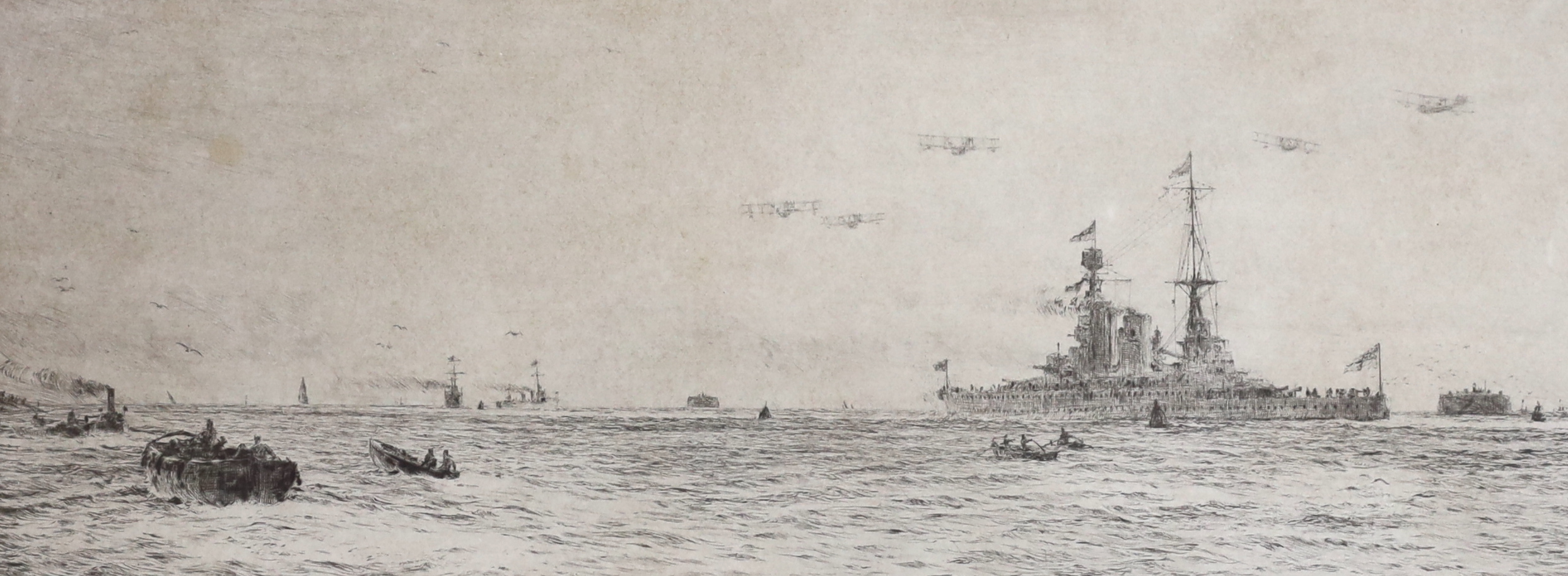 William Lionel Wyllie (1851-1931), two etchings, ‘HMS Renown leaving Portsmouth’ and one other, each signed in pencil, largest 25 x 34cm